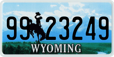 WY license plate 9923249