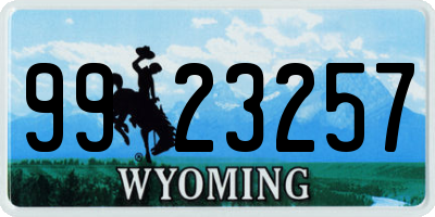 WY license plate 9923257