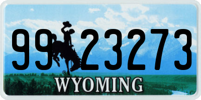WY license plate 9923273