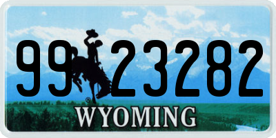 WY license plate 9923282
