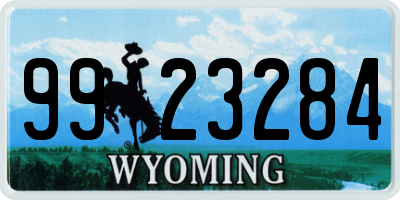 WY license plate 9923284