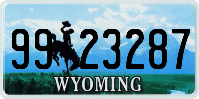 WY license plate 9923287