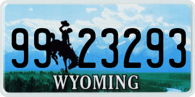 WY license plate 9923293