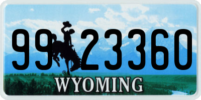 WY license plate 9923360