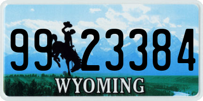 WY license plate 9923384