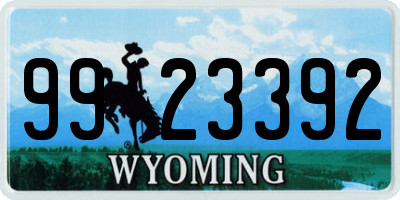 WY license plate 9923392