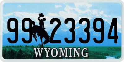 WY license plate 9923394