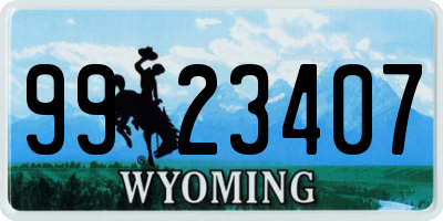 WY license plate 9923407