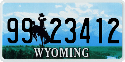WY license plate 9923412
