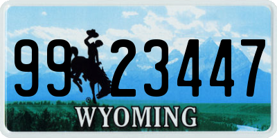 WY license plate 9923447