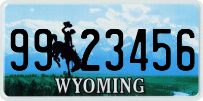 WY license plate 9923456