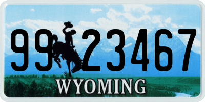WY license plate 9923467