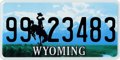 WY license plate 9923483