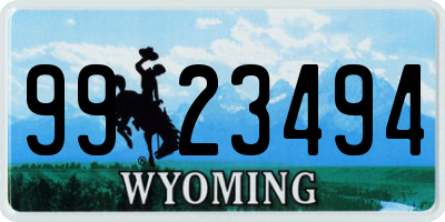 WY license plate 9923494