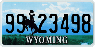WY license plate 9923498