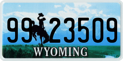 WY license plate 9923509