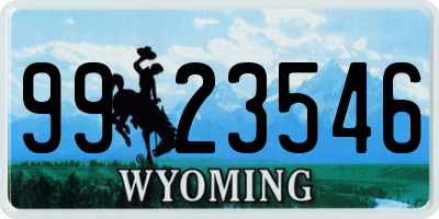 WY license plate 9923546