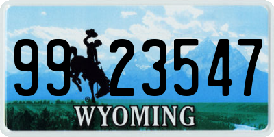 WY license plate 9923547