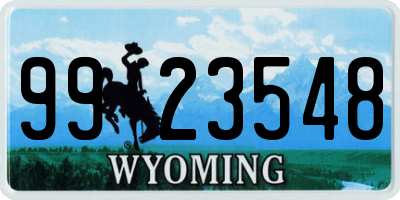 WY license plate 9923548
