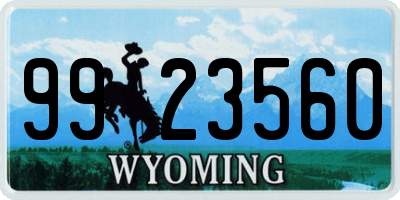 WY license plate 9923560