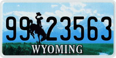 WY license plate 9923563