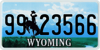 WY license plate 9923566