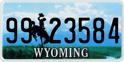 WY license plate 9923584