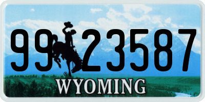WY license plate 9923587