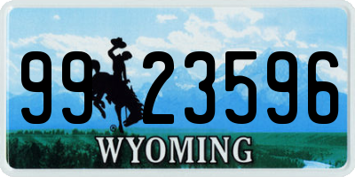 WY license plate 9923596
