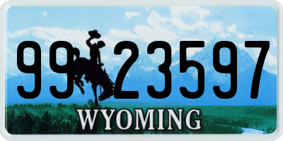 WY license plate 9923597