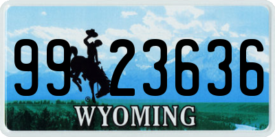 WY license plate 9923636