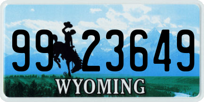 WY license plate 9923649