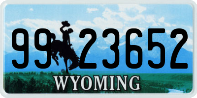 WY license plate 9923652