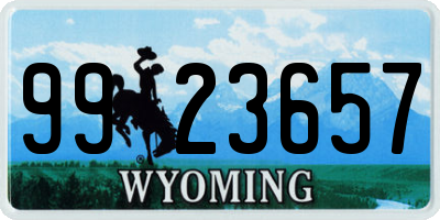 WY license plate 9923657