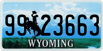 WY license plate 9923663