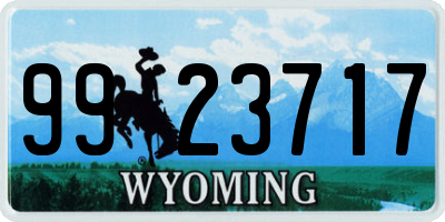 WY license plate 9923717