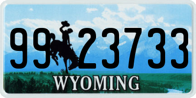 WY license plate 9923733