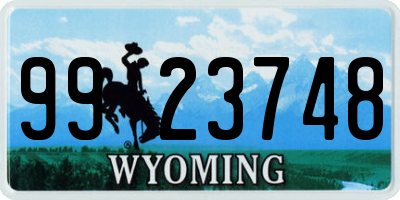 WY license plate 9923748