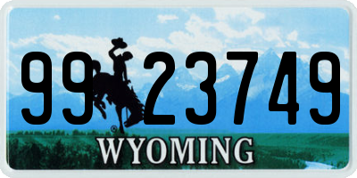 WY license plate 9923749