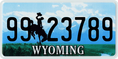WY license plate 9923789