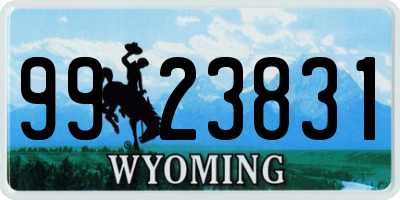 WY license plate 9923831