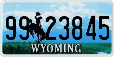 WY license plate 9923845