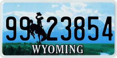 WY license plate 9923854