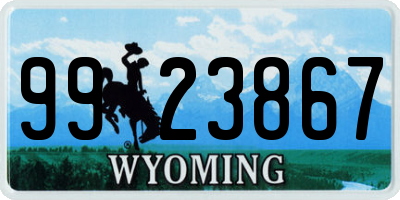 WY license plate 9923867
