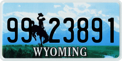 WY license plate 9923891