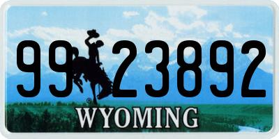 WY license plate 9923892