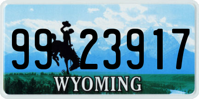 WY license plate 9923917