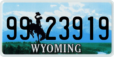 WY license plate 9923919