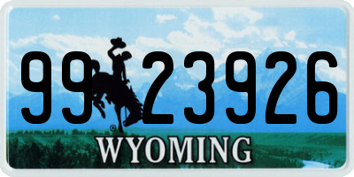 WY license plate 9923926