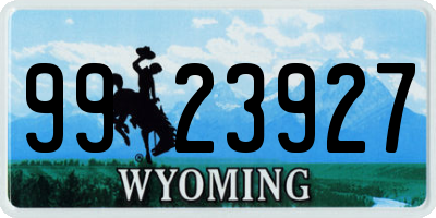 WY license plate 9923927